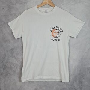 John Mayer Shirt Mens Small White Tour 2019 Sun Moon Graphic Tee Gildan